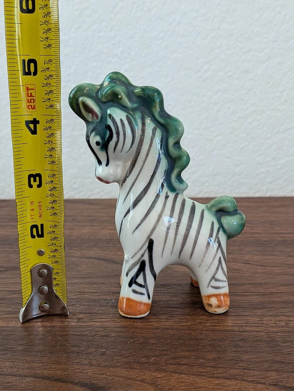 Vintage Porcelain Hand Painted Zebra Figurine Made In Japan MCM
